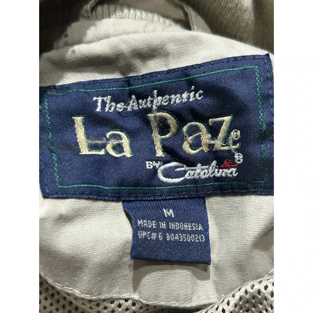 Vintage La Paz by Catalina Mens Medium Bomber Jacket Beige Zip Up Harrington